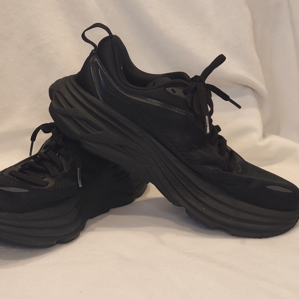 Hoka One One Bondi 8 Shoes Womens Size 7B Black Running 1127952 BBLC